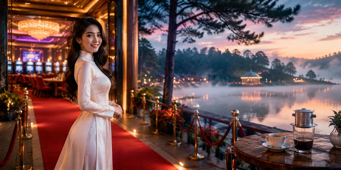 Người mặc áo dài tại Đà Lạt trải nghiệm casino và cá cược trên điện thoại