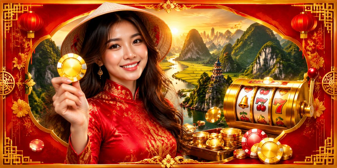 Người dùng chơi slot game trên điện thoại tại khung cảnh Ninh Bình